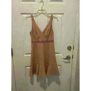 Lulus Lover of Mine Beige Crochet Lace waist V-neck Sleeveless Dress Size S